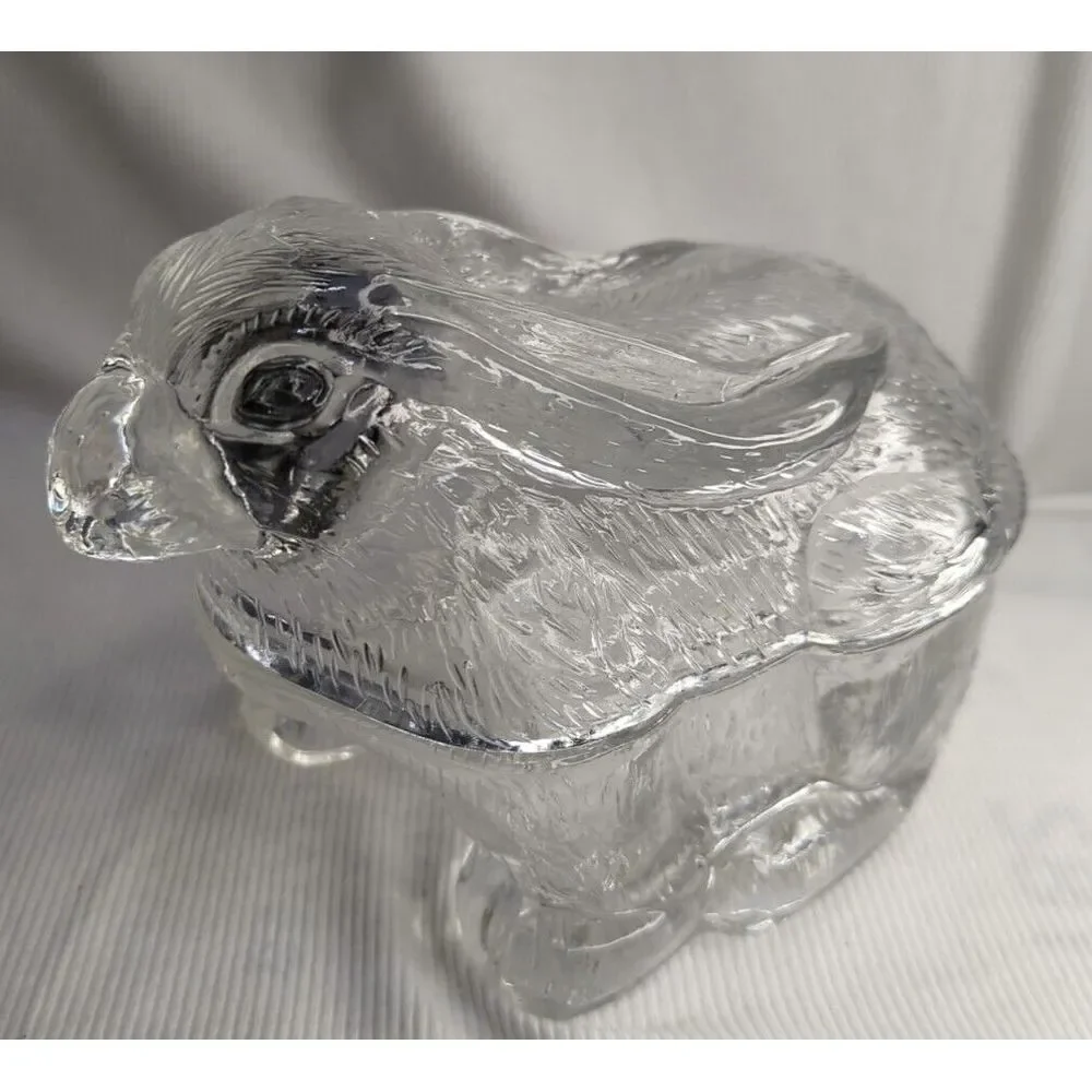 Vintage‎ Glass Molded Bunny Rabbit Candy/ Trinket Dish, Table Decor
